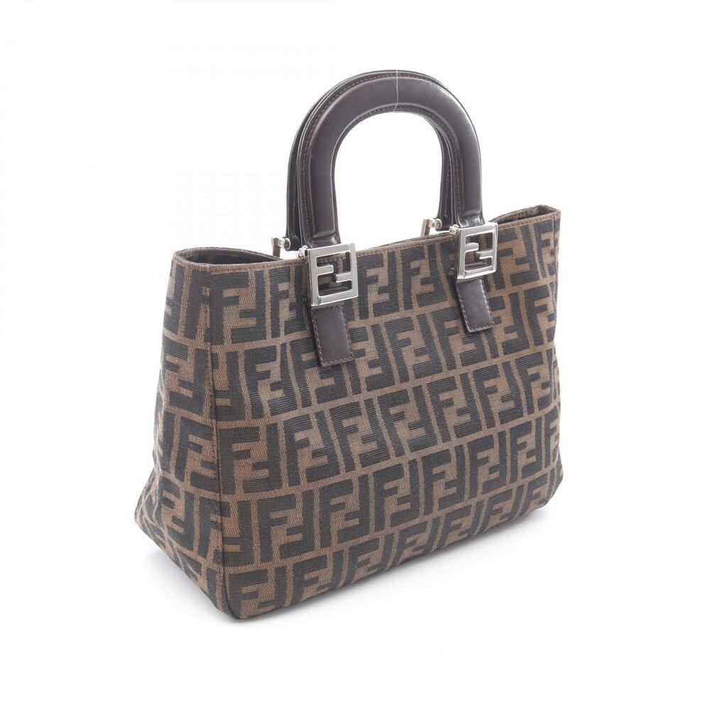 Fendi Zucca Tote Bag Canvas Leather Brown - Picture 2 of 9
